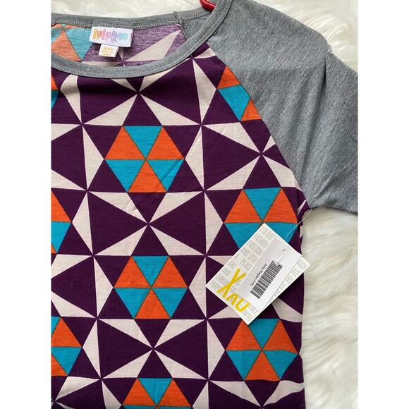 NWT Lularoe Multicolor Geometric Print w/ Gray Raglan Sleeves XXS Julia Dress - Picture 3 of 3